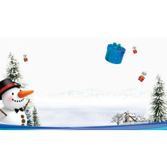 雪景雪人礼物树