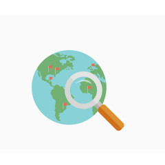 矢量彩色创意放大镜地球