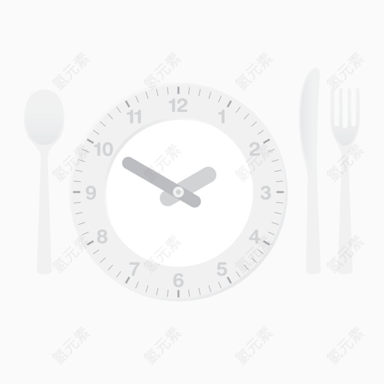矢量元素时钟矢量餐桌旁设置
