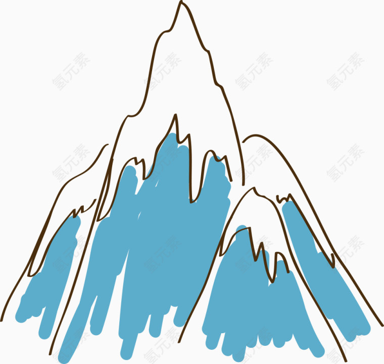 手绘雪山