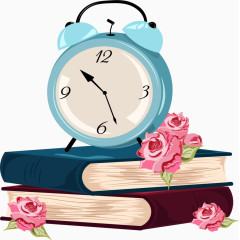 书本上的蓝色闹钟