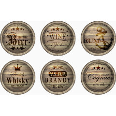 矢量啤酒木桶标签