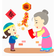卡通压岁钱习俗