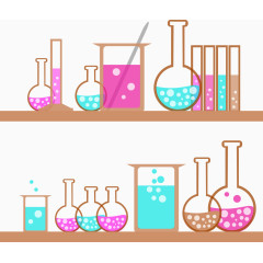 彩绘化学实验器皿矢量素材