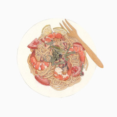 意面手绘画素材图片