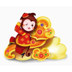 猴子踩在如意上