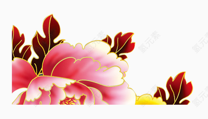 金边牡丹花图案
