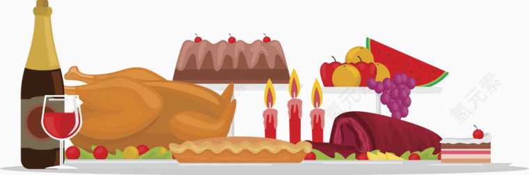 矢量手绘圣诞节美食