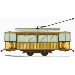 矢量手绘复古电车