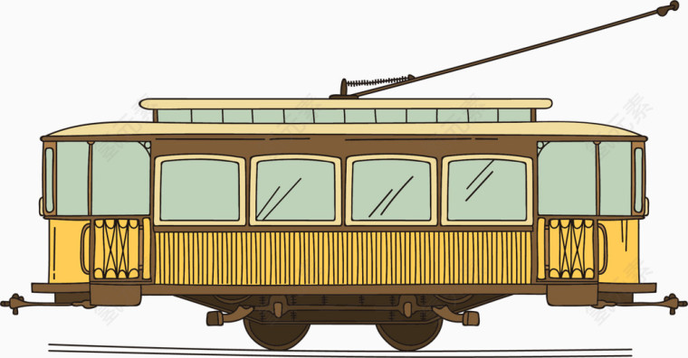 矢量手绘复古电车