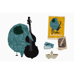 卡通弹吉他大象