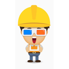 矢量卡通工人三d