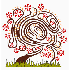 创意复古卡通树插画矢量素材