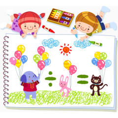 矢量图小孩画画