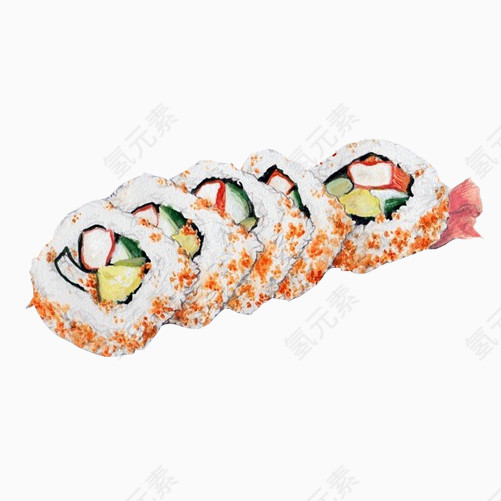 虾仁饭团手绘画素材图片