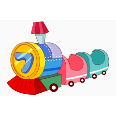 卡通手绘彩色玩具火车