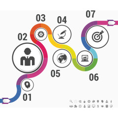 矢量彩色曲线圆环图表