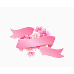 矢量粉红色日本元素丝带配樱花