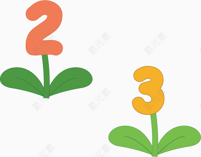 数字植物卡通儿童插画
