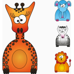 非洲动物卡通形象矢量图