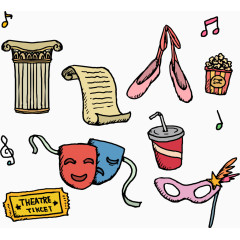 可爱手绘舞台剧元素