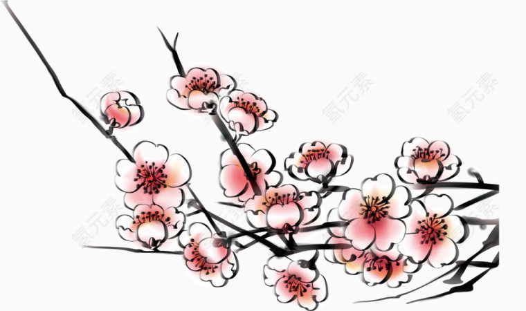 漂亮粉色矢量雪梅花素材