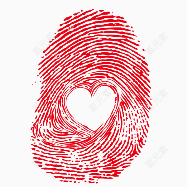 红色爱心指纹绘画素材