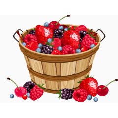 一桶水果草莓覆盆子