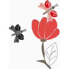 矢量手绘蝶恋花
