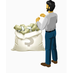矢量卡通图案有钱人金钱