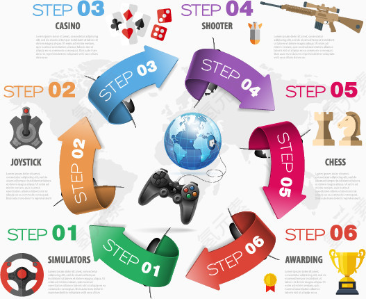 游戏竞技商务信息图表设计矢量素材