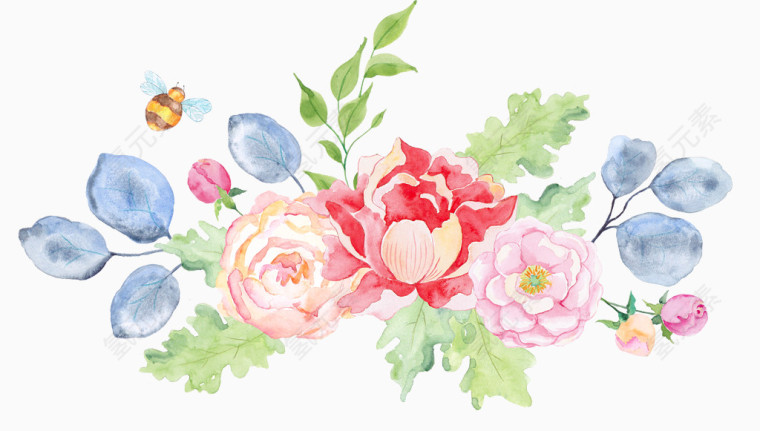 彩色花朵绘画装饰图案