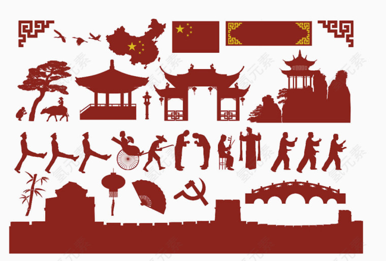 红色中国风素材