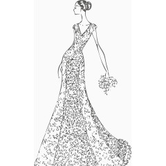 矢量美丽新娘漂亮婚纱