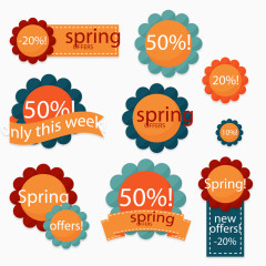春季花形促销标签矢量素材