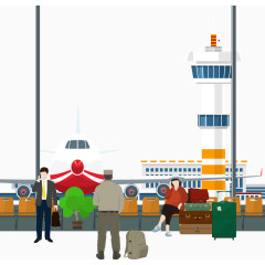 矢量机场飞机和控制塔