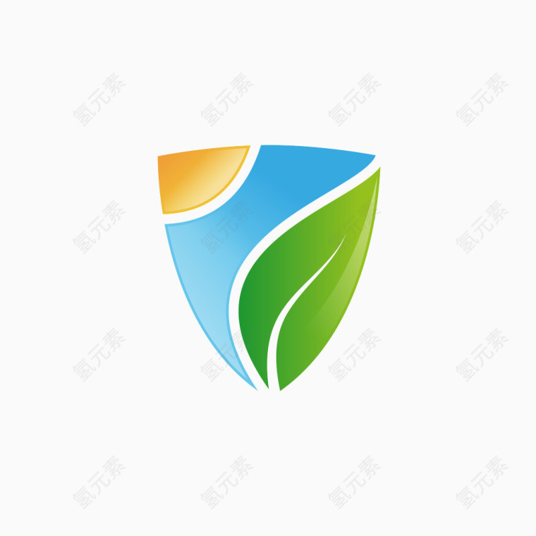 绿色防护盾矢量图形