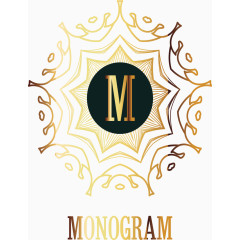 矢量字母M花纹图案