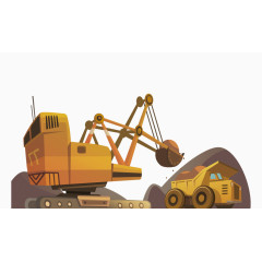 卡通创意挖土机