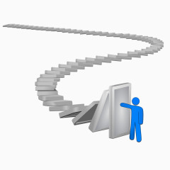 3D小人推倒多米诺骨牌