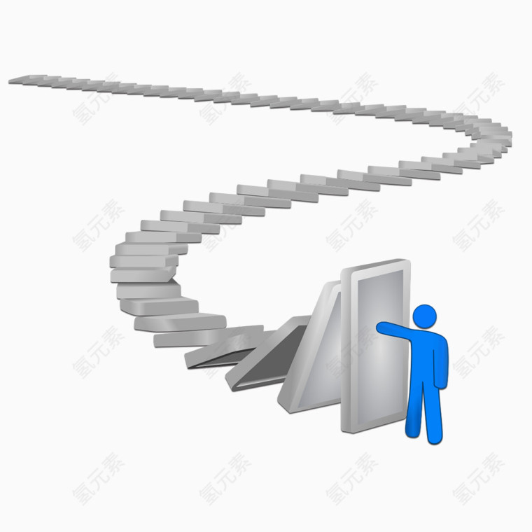 3D小人推倒多米诺骨牌