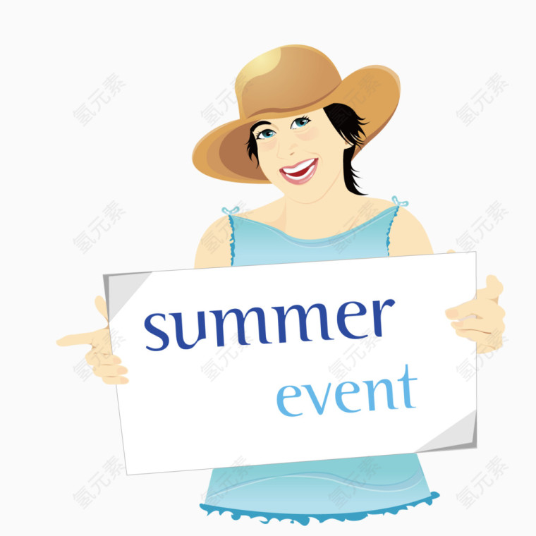 拿夏日宣传海报的美女