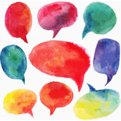 彩色水彩语言气泡矢量素材