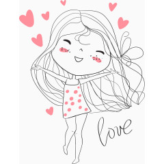 简笔画女孩装饰图案