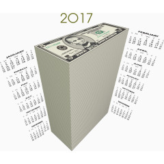 矢量立体美元2017年日历表
