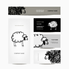 手绘绵羊商务卡片矢量素材