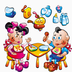 小孩吃饭装饰素材