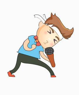 卡通扁平唱歌的小人