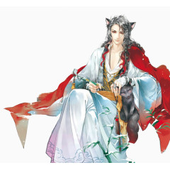 猫咪妖族美男古风手绘