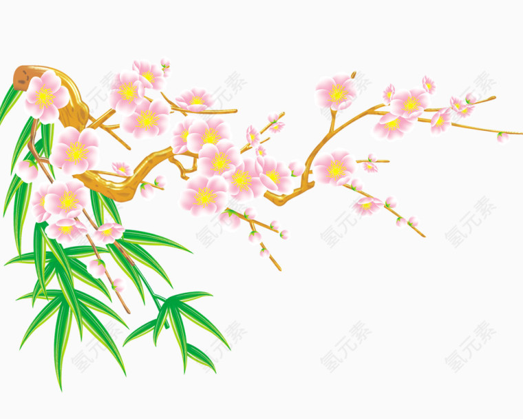 清新淡雅的梅花免抠素材